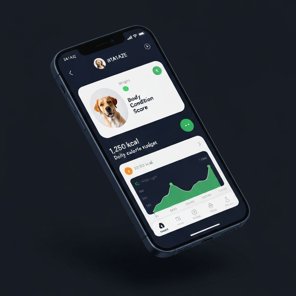 Paws & Pounds app calculating daily calorie budget for a Labrador